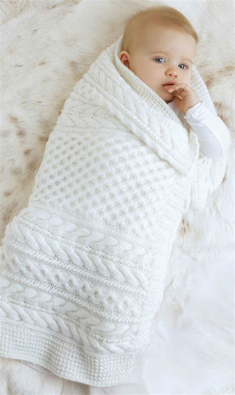 organic cotton cable knit baby blanket
